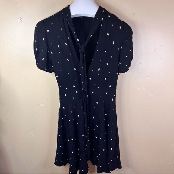 Free People Abbie Dress in Black Combo Spackle Womens Size 6 Mini‎ Mock Neck - Picture 4 of 10